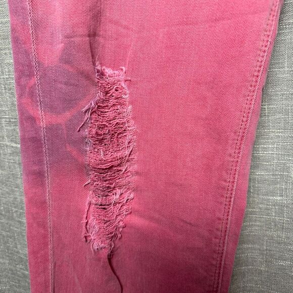 2/$30 Hudson Leigh Boyfriend Pink Button Fly Jeans Size 29 Distressed Mid Rise - Picture 6 of 16